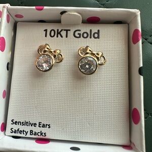 10KT Gold Disney Minnie Mouse Stud Earrings